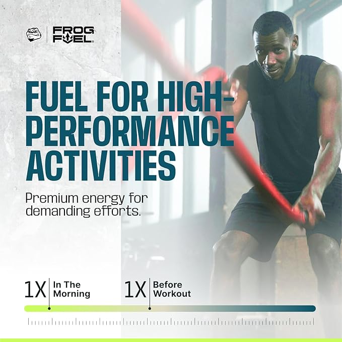 Frog Fuel Ultra Energized Pre Workout Shot & Energy Gel, 80mg Caffeine, 1500mg Beta Alanine, Electrolytes 8g Protein Nano-Hydrolyzed Grass Fed Collagen, 10g Carbs, Berry, 1.2 oz Packets, 24 Pack