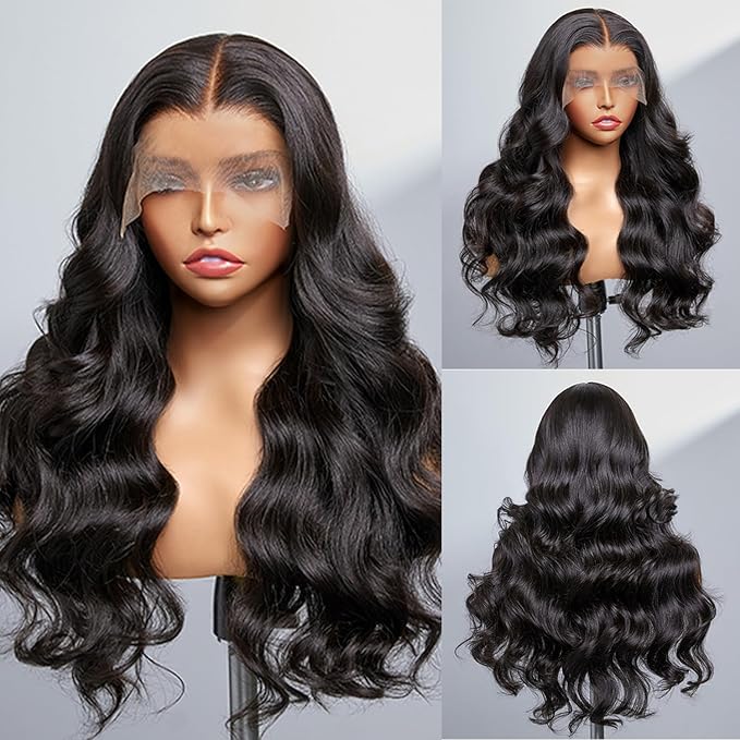 FABA Body Wave Lace Front Wigs - Human Hair, 30 Inch, 13x4 HD Lace, 180% Density, Natural Black, Pre-Plucked with Baby Hair