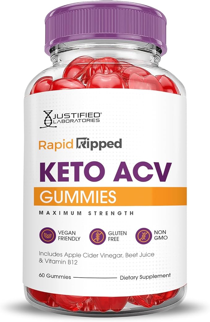 Rapid Ripped Keto ACV Gummies Advanced Formula 1000MG Rapidripped Keto Gummies Apple Cider Vinegar Formulated with Pomegranate Beet Juice Powder B12 Vegan Non GMO 60 Gummys
