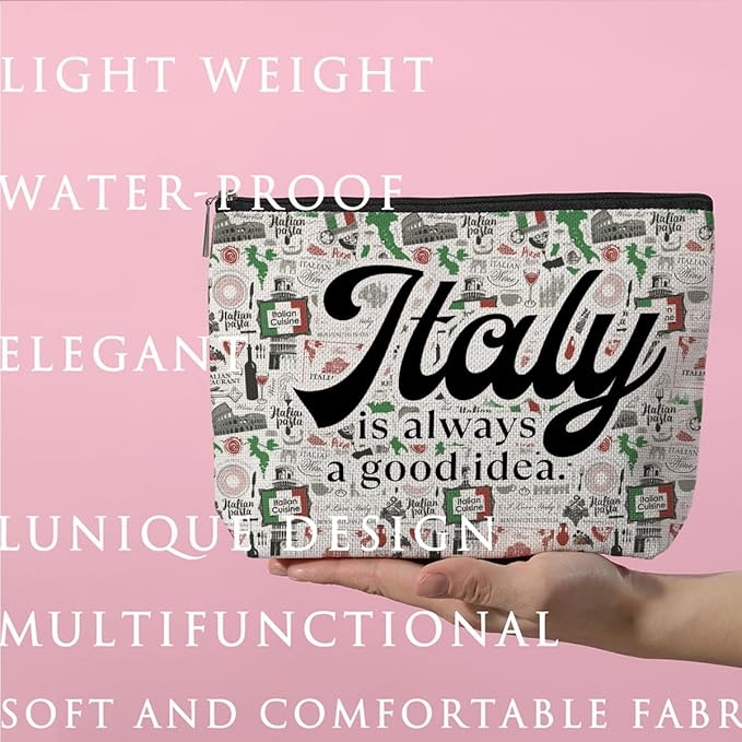 ZHAMEN Italy Travel Essentials Makeup Bag Italian Gifts Italy Decor Makeup Pouch Gifts for Travelers Travel Bag for Toiletries Honeymoon Gifts for Women Friends Coworkers Cosmetic Travel Bag