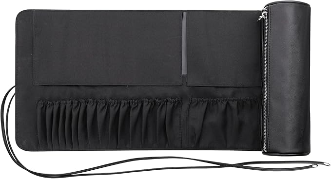 MSQ Makeup Brush Bag Travel Makeup Brush Case Makeup Brush Holder Organizer Cosmetic Bag Portable Roll Up Brush Storage Bag for Makeup Brushes and Cosmetic Essentials (Only Bag)