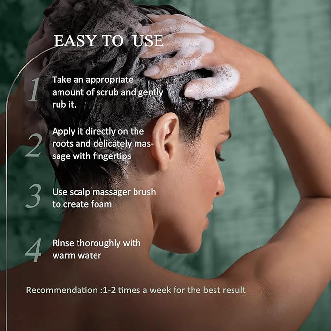 SHVYOG Scalp Scrub, Rosemary Exfoliator Scrub with Peppermint & Sea Salt, Anti-Dandruff Detox Clarifying Exfoliator for Build Up, Itchy Scalp, Oily & Dry Hair with Scalp Massager