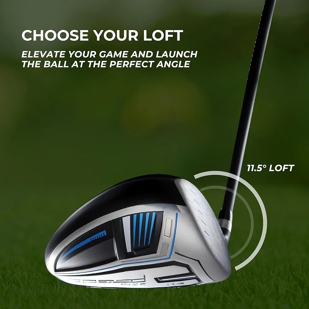 Speed Titanium Driver Golf Club, 10°, 11.5°, 12.5° Loft , Ultra Lightweight Graphite Shaft, Oversized Sweet Spot, Aerodynamic Design, USGA Conforming Mens Golf Driver + Deluxe Headcover