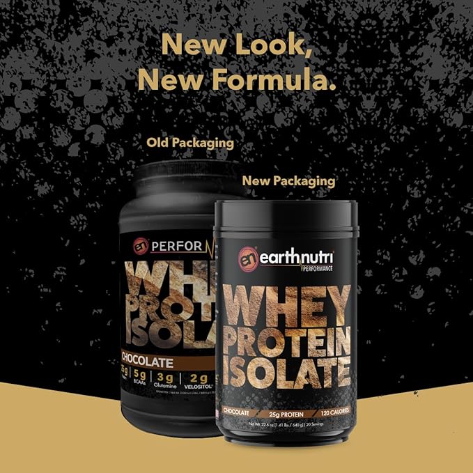 EarthNutri - Whey Isolate Protein Powder for Workout and Muscle Growth Support, 25g of Protein, Non-GMO and Gluten-Free Whey Protein Isolate Chocolate Flavor, 20 Servings