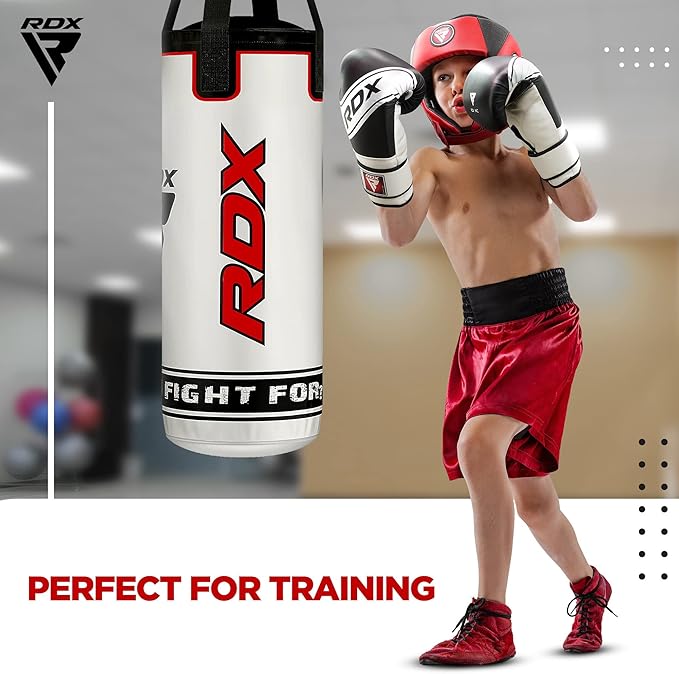 RDX Kids Punching Bag 2FT with Boxing Glove, Unfilled Set for Boys Girls, Non Tear Maya Hide Leather Junior Hanging Bag, Kickboxing MMA Muay Thai Taekwondo Karate Home Gym Strength Training