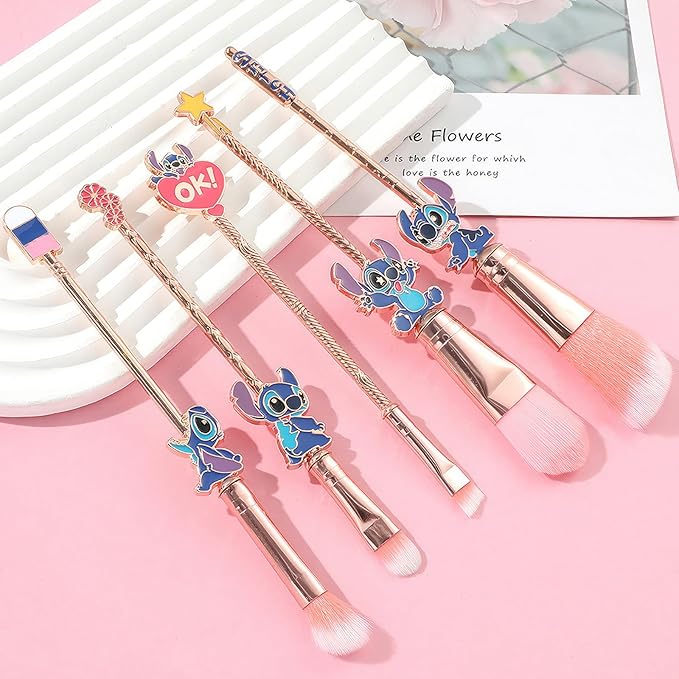 Stitch Travel Makeup Bag Large Capacity Cosmetic Bags Cartoon PU Small Skin Care Bags for Girls Women Mirror Makeup Brush