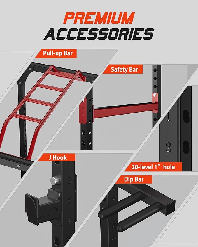 Power Cage, 1200lbs Capacity Power Rack with Adjustable