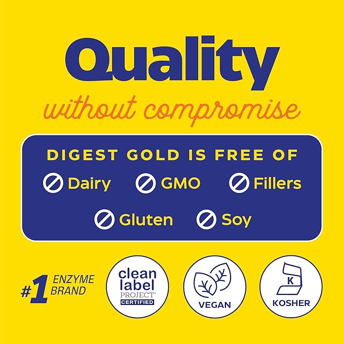 Enzymedica Digest Gold + ATPro Maximum Strength Digestive Enzymes | Prevents Bloating Gas & Indigestion, Natural Digestion Support, Multi Enzyme Amylase, Protease, Lipase & Lactase, 90 Capsules