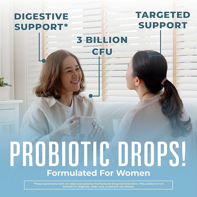 MaryRuth Organics USDA Organic 40 Womens Probiotic Liquid Drops | Probiotics for Digestive Health | Stress-Related GI Issues | Occasional Gas Relief for Adults | Vegan | Dairy Free | 30 Servings