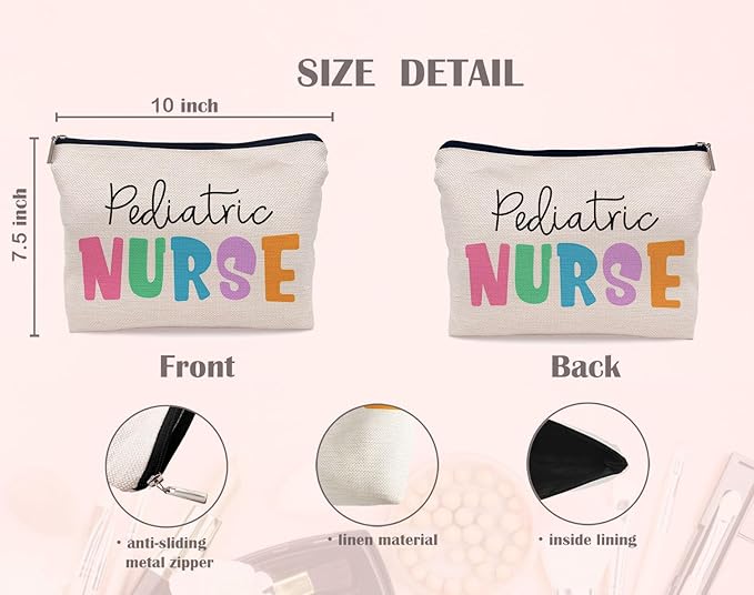 Pediatric Nurse Colorful Makeup Bag, Practitioner Gifts Cosmetic Bag for Women, Appreciation Gifts