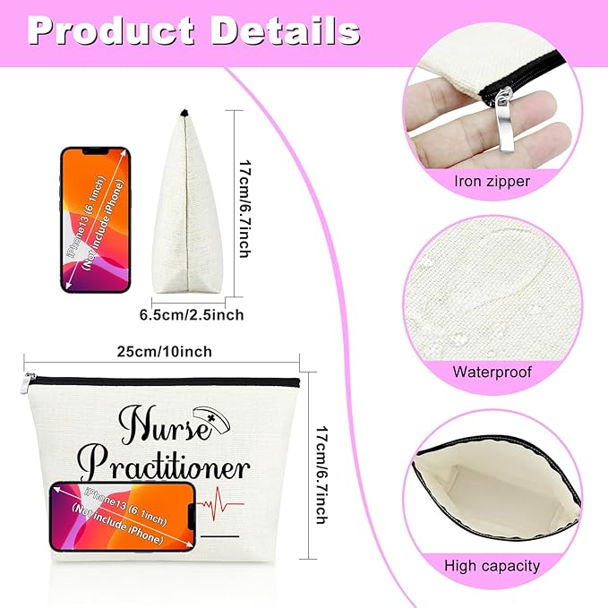 Mxrymvu New Nurse Practitioner Gifts Cosmetic Bag New Nurse Graduation Gifts for Nursing NP Makeup Bag NP Est 2025 Nurse Gifts Nursing Graduation Gifts Nursing Gifts Travel Makeup Pouch