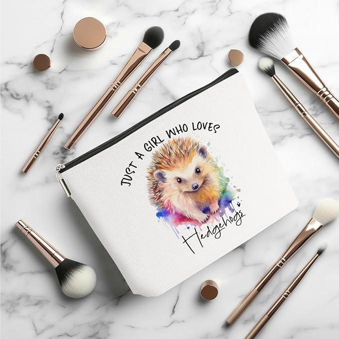Hedgehog Gifts Makeup Bag, Hedgehog Stuff Cosmetic Bag Travel Organizer Bags Makeup Pouch, Christmas Birthday Animal Lovers Gifts for Women Girls Friends Daughter