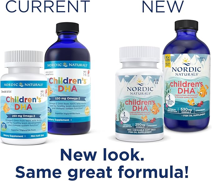 Nordic Naturals Children’s DHA, Strawberry - 16 oz for Kids - 530 mg Omega-3 with EPA & DHA - Brain Development & Function - Non-GMO - 192 Servings
