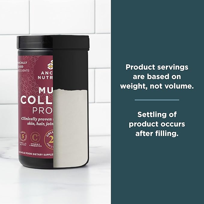 Ancient Nutrition Collagen Powder Protein with Probiotics, Unflavored Multi Collagen Protein with Vitamin C, 45 Servings, Hydrolyzed Collagen Peptides Supports Skin and Nails, Gut Health, 16oz