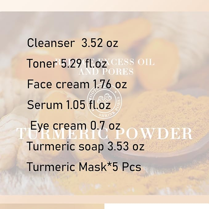 Turmeric Skin Care Set, 11 Pcs Turmeric Skin Care Kit, Skincare Set with Turmeric Face Wash, Turmeric Soap, Toner, Face Serum & Face Cream, Eye Cream, Mask, Facial Kits for Women Mens