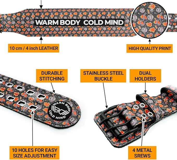 WARM BODY COLD MIND Leather Weight Lifting Belt 4" Adjustable