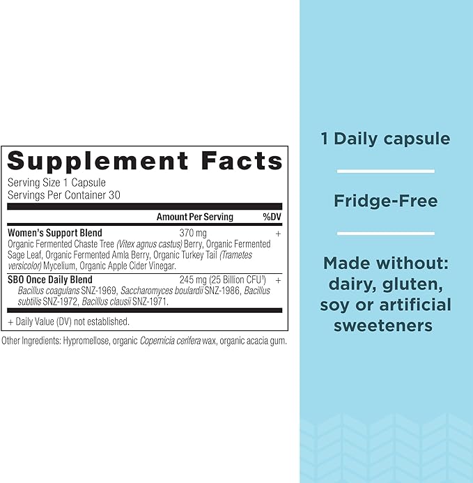 Probiotics for Women by Ancient Nutrition, Once Daily Women's Probiotics 30ct, Digestive Support and Reduces Occasional Bloating, Made with Chaste Tree Berry and Amla Berry, 25 Billion CFUs*
