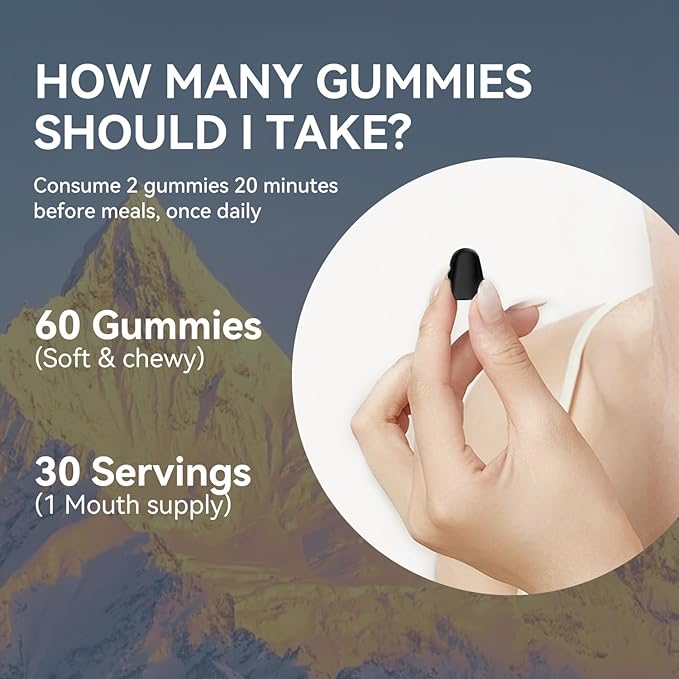 3000 MG Shilajit Gummies, Pure Himalayan Shilajit Extract Organic with 85+ Trace Minerals for Energy & Vitality, 60 Count