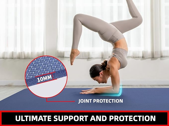 Extra Large Exercise Mat, 10'x6'/9'x6'/8'x6'/7'x5'/6'x4' (8mm/10mm) Thick Workout Mat for Home Gym Flooring, Garage, Shoe-Friendly, High-Density, MMA, HIIT, Weight Lifting, Cardio&Strength