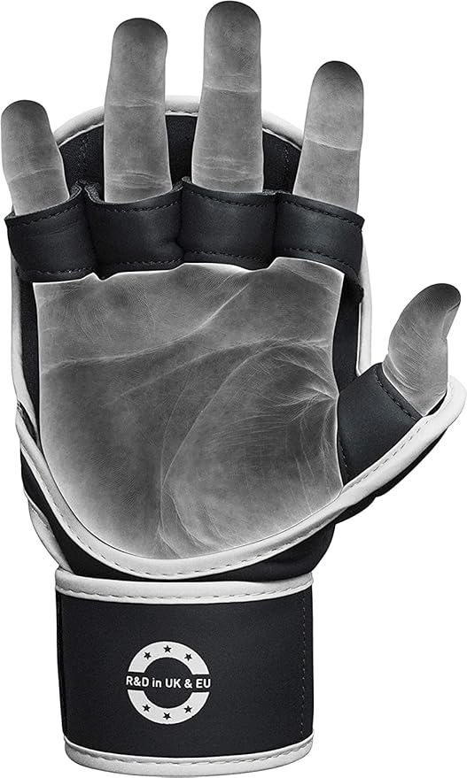 RDX MMA Gloves Sparring Grappling, Hybrid Open Palm Martial Arts Mitts Men Women, Maya Hide Leather Wrist Support, Cage Fighting Combat Sports Boxing Glove Training, Muay Thai, Punching Bag Kickboxing