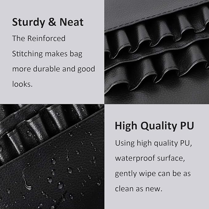 goldwheat Makeup Brush Belt Professional 26 Pockets With Artist Strap, Portable Foldable Cosmetic Pouch For Women