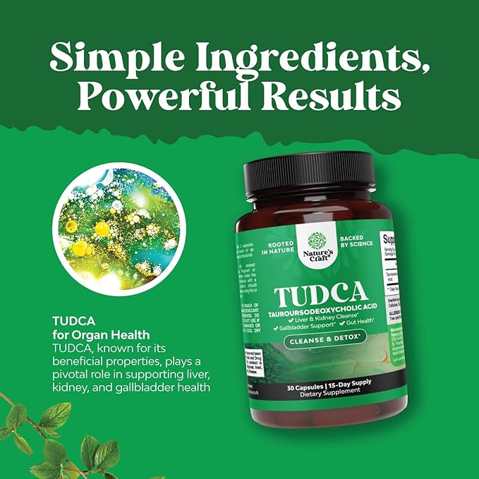 Advanced Bile Salt TUDCA Supplement - Extra Strength TUDCA 500mg per Serving Bile Salts for Gallbladder Kidney and Liver Support - High Purity Tauro Ursodeoxycholic Acid Liver and Gallbladder Cleanse
