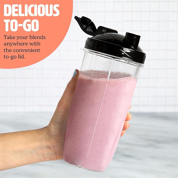 Personal Blender With Cups, 350W Powerful Blending Motor, 9-Piece Set With 4 Cups & Travel Lid, Compact & Portable, White