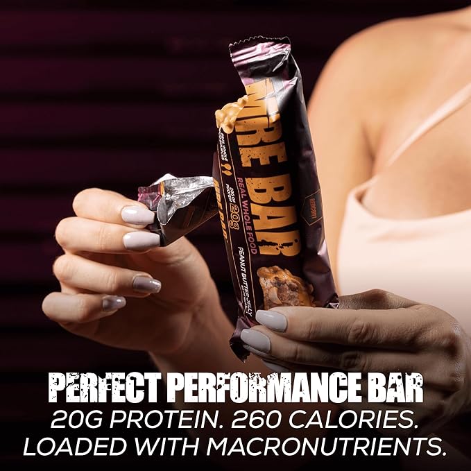 REDCON1 MRE Protein Bar, Crunchy Peanut Butter Cup - Contains MCT Oil + 20g of Whole Food Protein - Easily Digestible, Macro Balanced Low Sugar Meal Replacement Bar (12 Bars)