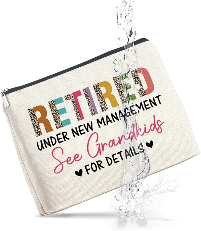 Retirement Gifts for Women Makeup Bag, Retired Gifts for Grandma Nana Cosmetic Bag Zipper Makeup Pouch for Mothers Day Birthday Christmas