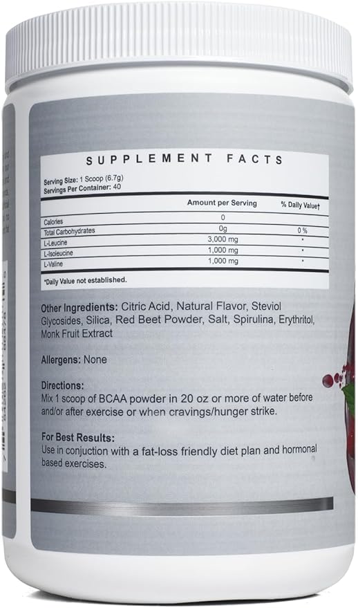 BCAA Pre Workout Powder for Moms | Naturally Sweetened with Stevia, Erythritol, & Monk Fruit to Help Build Energy Pre & Post Workout | 40 Servings (Raspberry Lemonade)