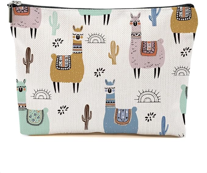 Llama Gifts Makeup Bag Cute Alpaca Cosmetic Bag Alpaca Llama Themed Gifts for Women Girls Friend Daughter Animal Lover Gifts Travel Organizer Zipper Pouch Graduation Birthday Friendship Gifts