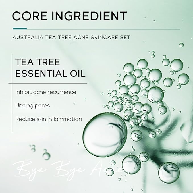 Skin Care Set,Acne Treatment for Face Skin Care Sets & Kits,Tea Tree Essential Oil Facial Skincare Gift Set with Cleanser,Toner,Serum,Gel, Acne Treatment Kit Cream Skin Care for Teens 10-12 Girls Boys