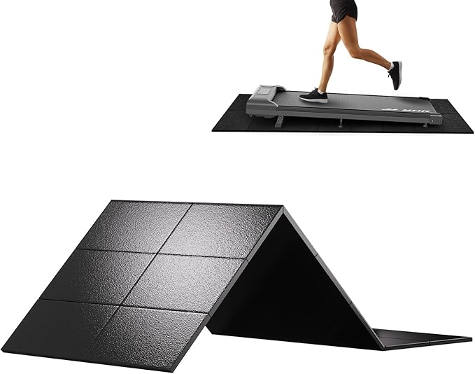 HOVSCO Foldable Treadmill Mat Non-Slip Exercise Bike Mat 1/4" Thick, 30"x63" Waterproof