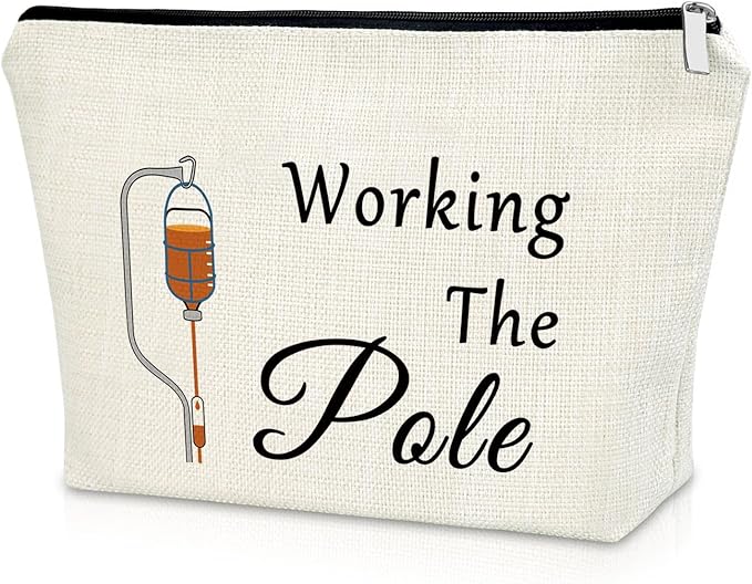 Sazuwu Nurse Practitioner Gifts for Women Funny Makeup Bag Nurse Appreciation Week Gifts Working the Pole Thank You Graduation Birthday Cosmetic Travel Bag
