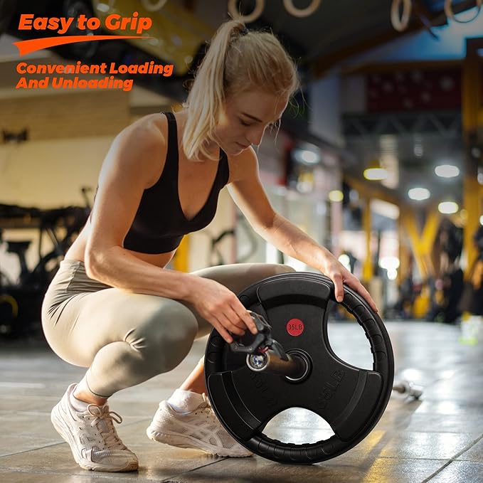 XDDIAS Rubber Weight Plates 2-Inch Olympic Grip Plate 10LB-45LB