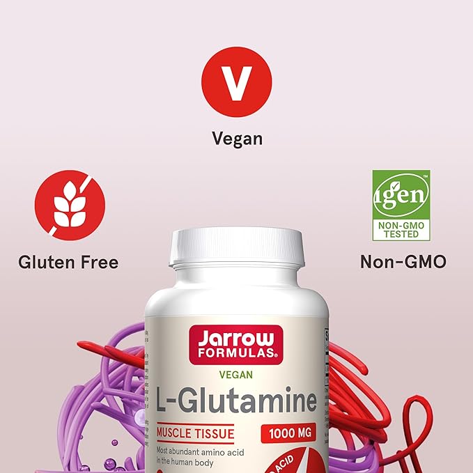 Jarrow Formulas L-Glutamine 1000 mg, Dietary Supplement for Muscle Tissue, Multifunctional Amino Acid, Immune Support , 100 Easy-Solv Tablets, 50-100 Day Supply
