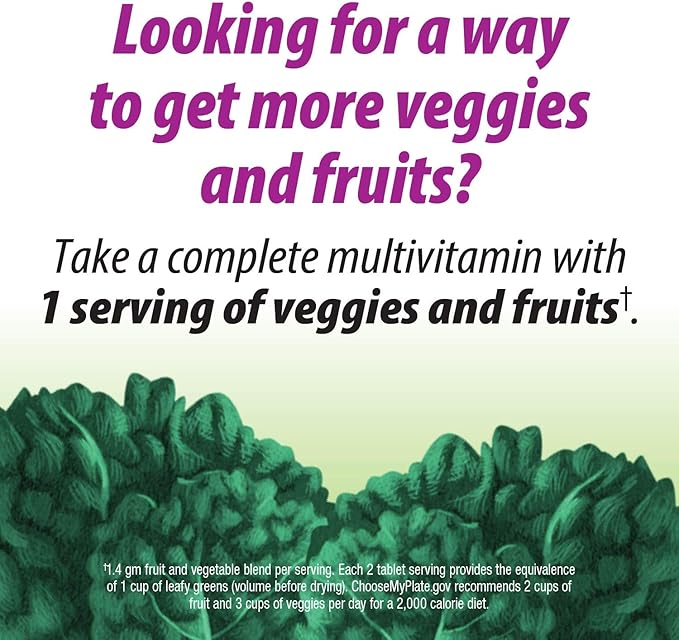 Nature's Way Alive! Garden Goodness Multivitamin for Women, High Potency B-Vitamins to Support Cellular Energy*, 1 Serving Veggies & Fruits**, 60 Tablets