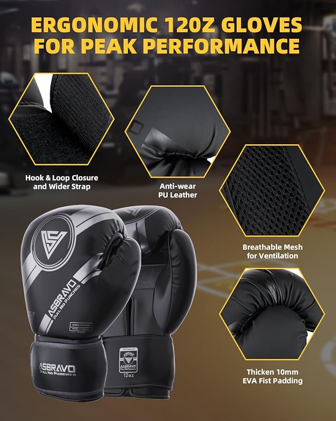 Punching Bag for Adults, 4ft Oxford Heavy Boxing Bag Set 12OZ Gloves for MMA Muay Thai Kickboxing Training Home Gym, Martial Art (Unfilled)