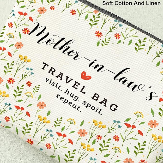 Mother in Law's Travel Bag Mothers Day Makeup Bag Mother in Law Birthday Gifts from Daughter in Law Funny Coloful Floral Cosmetic Bag for Women Mother of the Groom Chirstmas Wedding Retirement Gifts