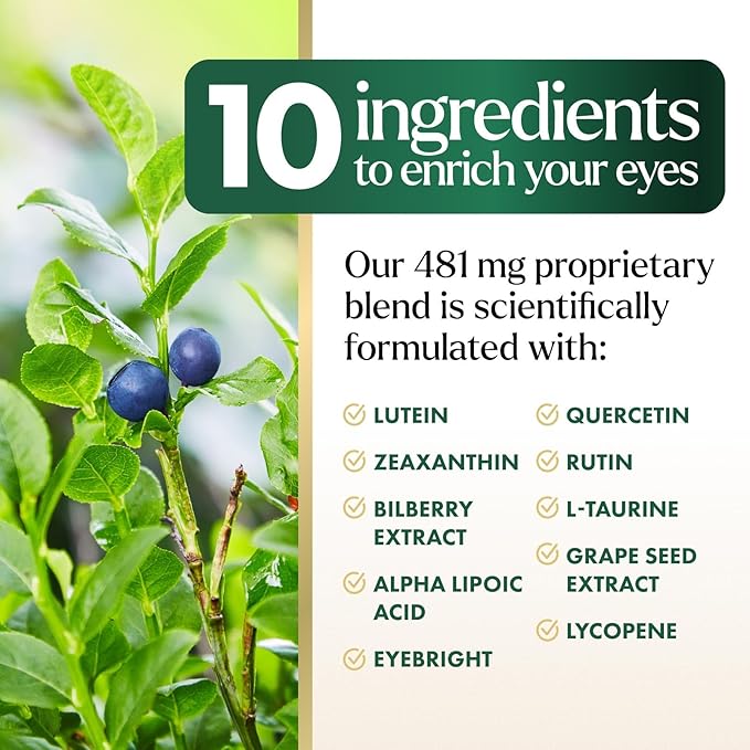 Nature's Peak Eye Vitamin & Mineral Supplement, Contains Zinc, Vitamins C, E, Lutein, & Zeaxanthin, Supports Eye Strain, Vision Health for Adults, Non-GMO, Vegan Eye Vitamins Supplement - 60 Capsules