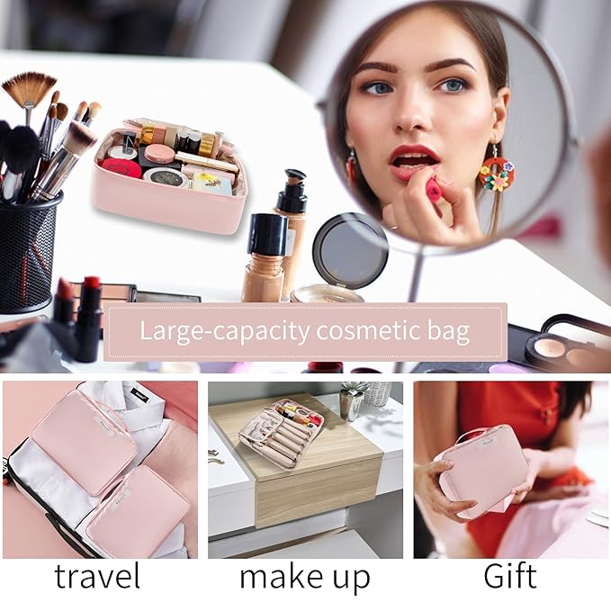 Travel Makeup Bag Cosmetic Bag Makeup Bag Toiletry bag for women and men(Pink)