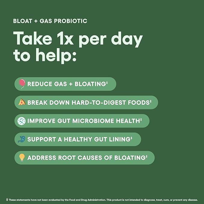 Physician's CHOICE Bloat & Gas Probiotic 5-in-1 Proactive Support + Daily Relief - Digestion & Gut Health- Herbals, Digestive Enzymes, Post & Prebiotics - Gas Relief for Adults - Women & Men - 30ct