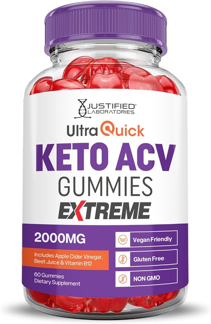 Ultra Quick Keto ACV Gummies Extreme 2000MG Ultraquick Keto Gummies Apple Cider Vinegar Formulated with Pomegranate Beet Juice Powder B12 Vegan Non GMO 60 Gummys