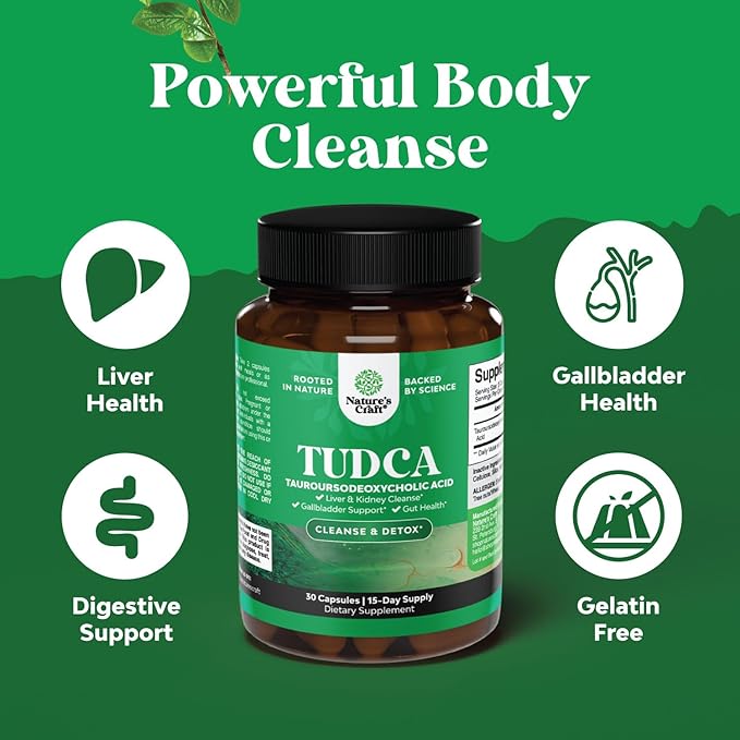 Advanced Bile Salt TUDCA Supplement - Extra Strength TUDCA 500mg per Serving Bile Salts for Gallbladder Kidney and Liver Support - High Purity Tauro Ursodeoxycholic Acid Liver and Gallbladder Cleanse