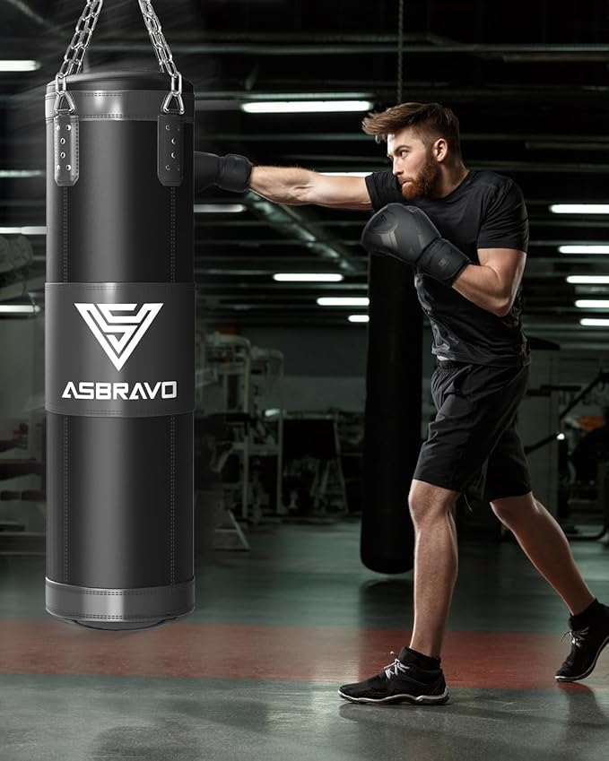 Punching Bag for Adults, 4ft Oxford Heavy Boxing Bag Set 12OZ Gloves for MMA Muay Thai Kickboxing Training Home Gym, Martial Art (Unfilled)