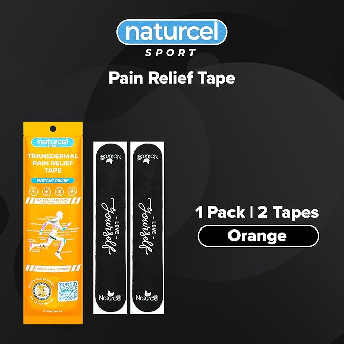 Sport Transdermal Pain Relief Tape, Kinesiology Tape, Sore Joints, Muscles, Back, Knee, Elbow, Shoulder Pain, 2 Elastic Strips(10x2 in), Water Resistant, Accelerated Recovery (Black, 1 Pack)