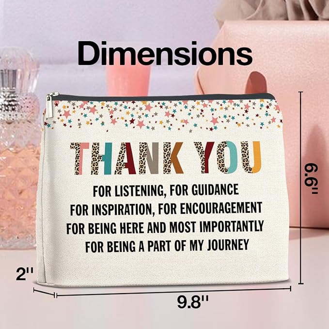 Thank You Gifts for Women Makeup Bag, Appreciation Gifts for Boss Coworkers Teacher Friends, Thank You for Being Part of My Journey Cosmetic Bag Zipper Makeup Pouch