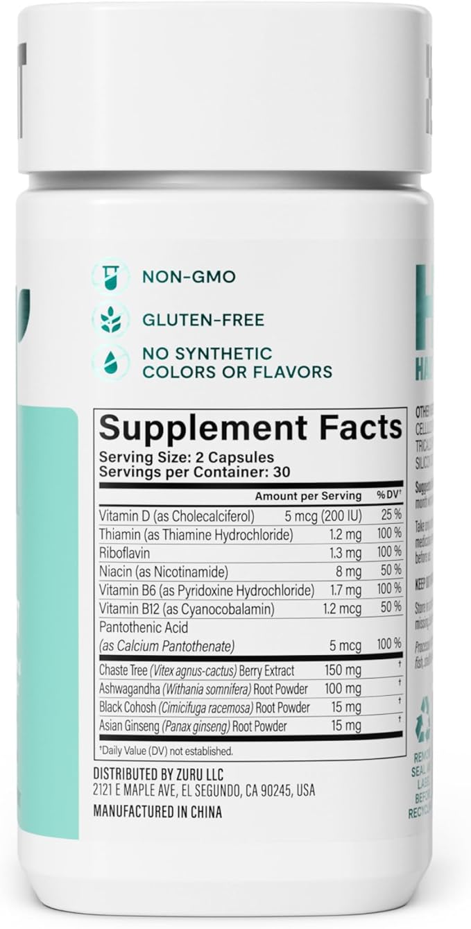 Habit PMS Support Supplement for Women 2 Pack (120 Capsules) - Supports Premenstrual Symptoms & Stress, Hormone Balance, Mood, B Vitamins, Vitamin D, Chasteberry, Ashwagandha, Gluten-Free, Non-GMO