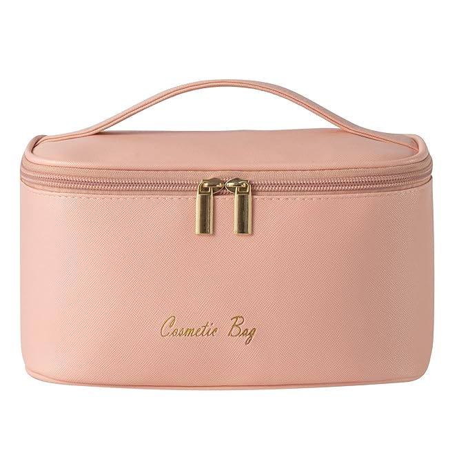 KITENROM Preppy Makeup Bag Small Cosmetic Bags for Women Little Pouch Toiletry Organizer Case(Root Pink)