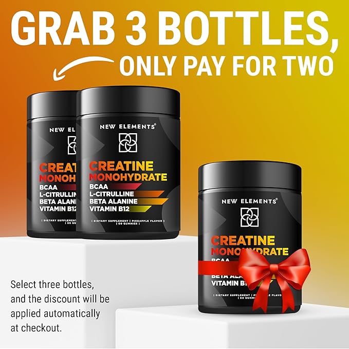 Creatine Monohydrate Gummies 5mg with BCAA L-Citrulline Beta Alanine & Vitamin B12 | The Ultimate Energy Booster